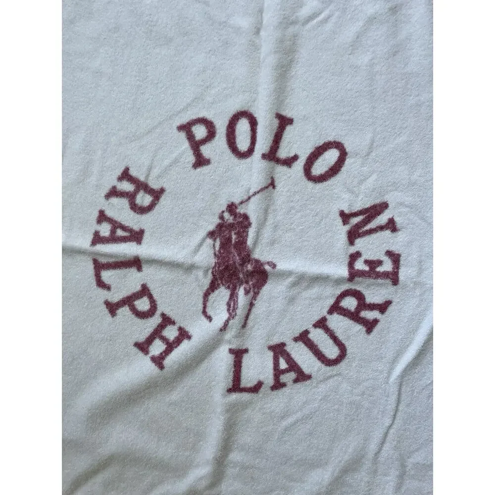 Ralph Lauren RL Polo Club Vintage Red White Large Beach Towel 34 X 66 Pony Logo